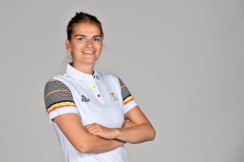 Lisa Pauwels poses for the photographer at a photoshoot for the Belgian Olympic Committee BOIC - COIB ahead of the The World Games 2022 sports event, Monday 20 June 2022 in Deurne, Antwerp. BELGA PHOTO DIRK WAEM