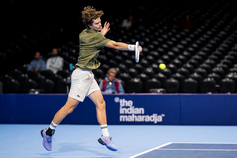 Belgian Alexander Blockx pictured in action during the European Open ATP tennis tournament in Brussels, on Monday 13 October 2025. This year's edition of the tournament is taking place from 12 to 19 October 2025. BELGA PHOTO JASPER JACOBS