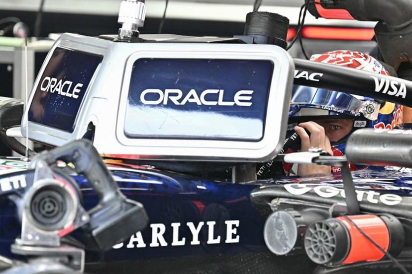 Red Bull Racing's Dutch driver Max Verstappen sits in his car in the pit lane during the first practice session ahead of the Formula One Bahrain Grand Prix in Sepang on October 2, 2026.  Lillian SUWANRUMPHA / AFP