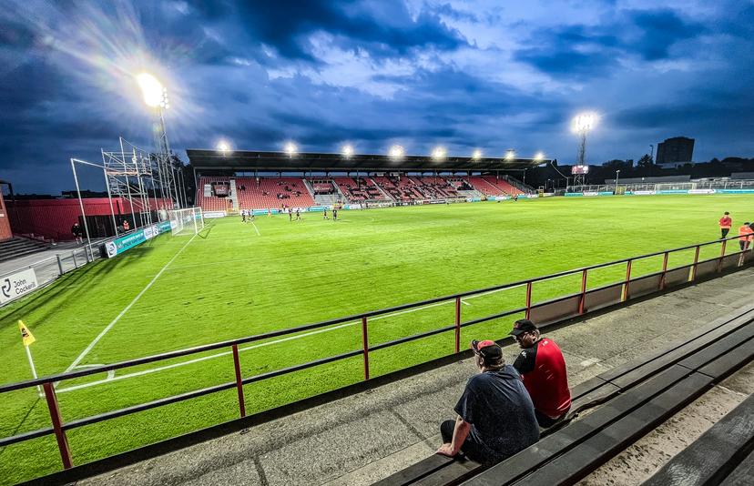 Illustration picture shows the Pairay stadium during a soccer match between RFC Seraing and SL16, Friday 11 August 2023 in Seraing, on day 1/30 of the 2023-2024 'Challenger Pro League' second division of the Belgian championship. BELGA PHOTO BRUNO FAHY