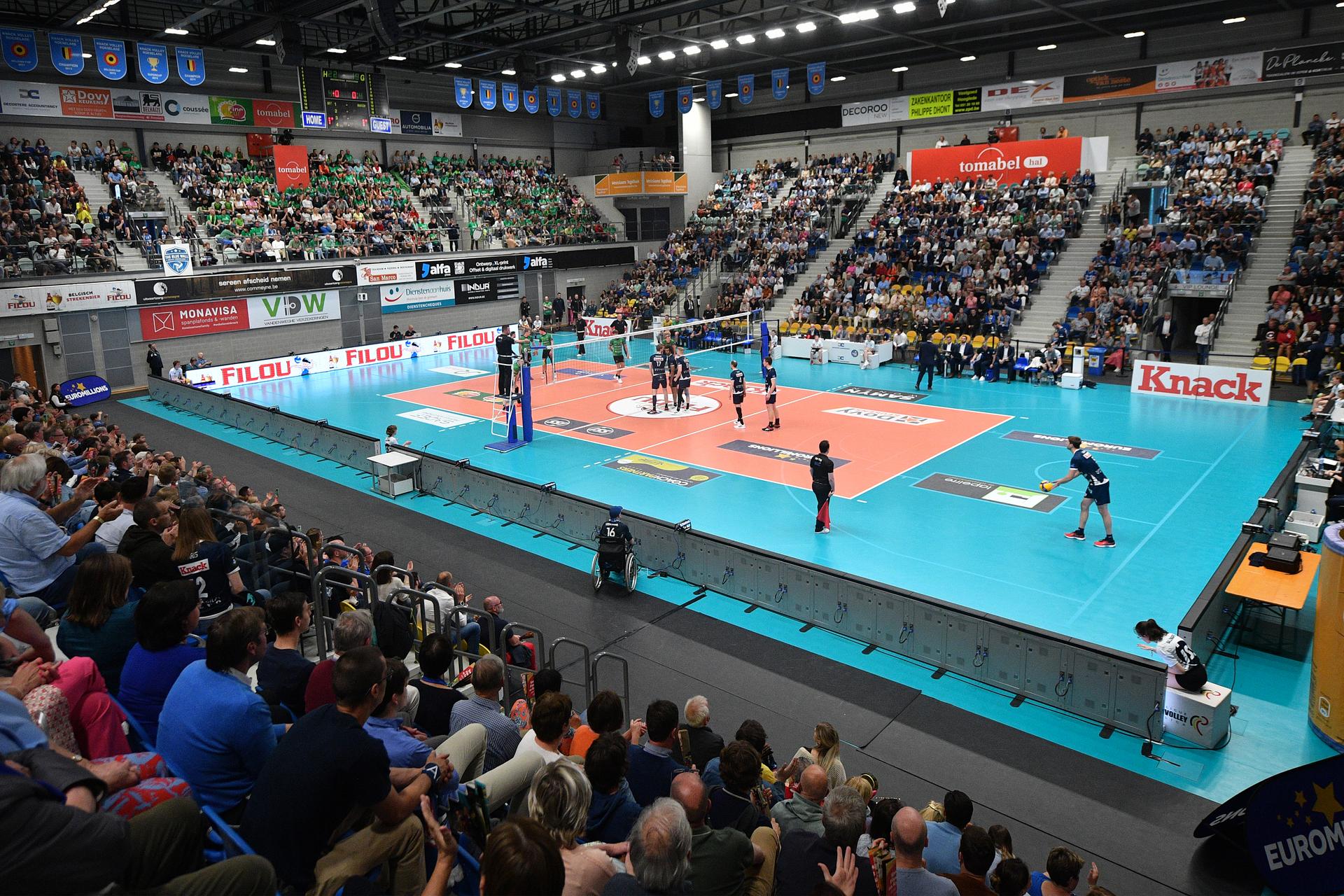 Illustration picture taken during a volleyball match between Knack Roeselare and Decospan Menen, the third match of the best-of-five finals in the Play Offs of the Belgian volleyball competition, Saturday 07 May 2022 in Roeselare. BELGA PHOTO DAVID STOCKMAN