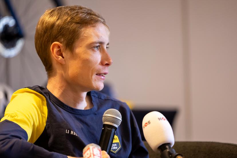 Danish Jonas Vingegaard of Team Visma-Lease a Bike pictured during press conference at the first rest day in the 2024 Tour de France cycling race, in Orleans, on Monday 08 July 2024. The 111th edition of the Tour de France starts on Saturday 29 June and will finish in Nice, France on 21 July. BELGA PHOTO DAVID PINTENS