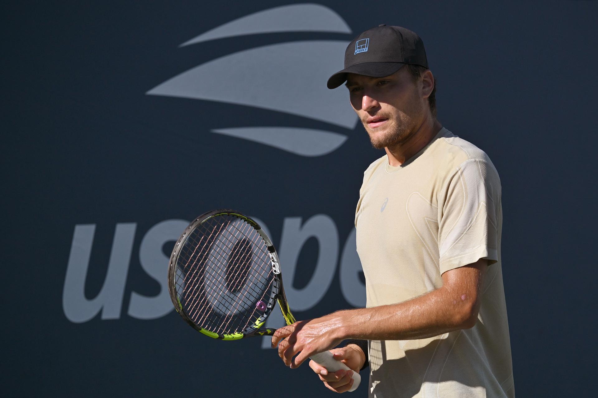 Belgian Raphael Collignon pictured during a training practice ahead of the 2025 US Open Grand Slam tennis tournament in New York City, USA, Friday 22 August 2025. BELGA PHOTO TONY BEHAR