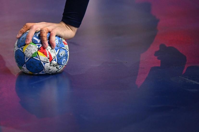 France's centre back #05 Nedim Remili holds the ball during the Men's EURO 2024 EHF Handball European Championship final match between France and Denmark in Cologne, western Germany on January 28, 2024.  Kirill KUDRYAVTSEV / AFP