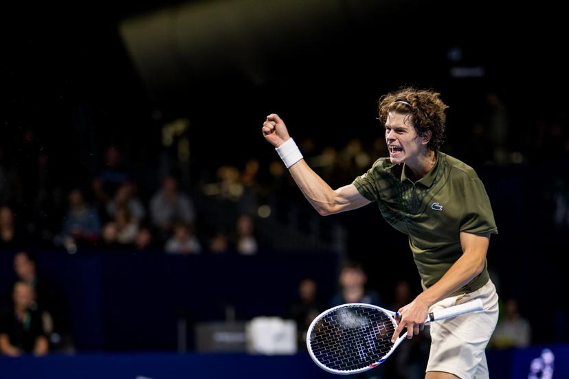 Belgian Alexander Blockx celebrates after winning the European Open ATP tennis tournament in Brussels, on Sunday 12 October 2025. This year's edition of the tournament is taking place from 12 to 19 October 2025. BELGA PHOTO JASPER JACOBS