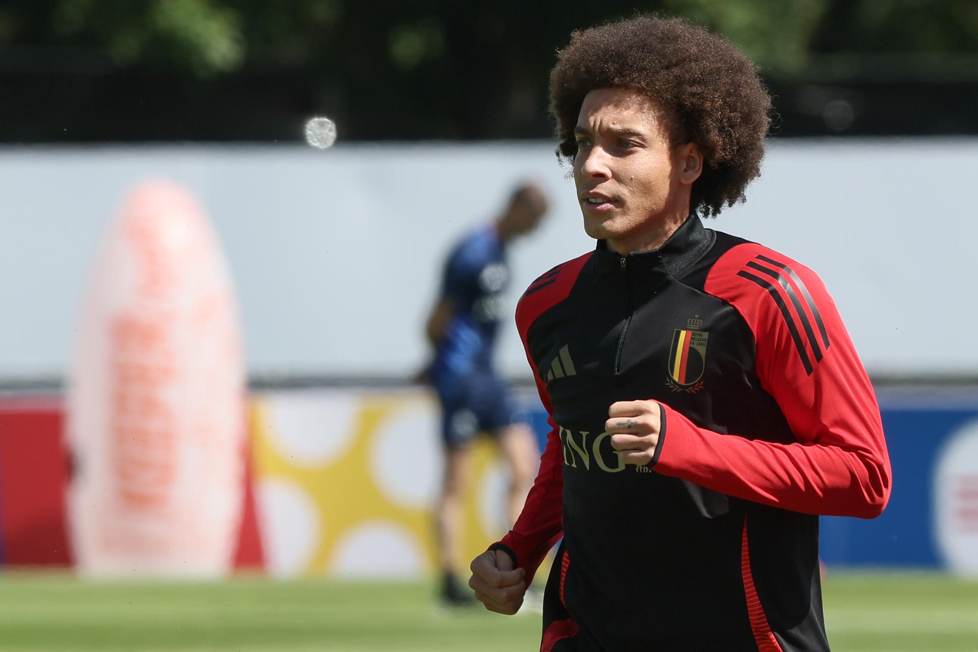 Belgium's Axel Witsel pictured during a training session of Belgian national soccer team Red Devils, Thursday 13 June 2024 at their base camp in Ludwigsburg, Germany, in preparation of the UEFA Euro 2024 European Soccer Championships. The Red Devils play in Group F at the Euro 2024 European Championships in Germany. BELGA PHOTO BRUNO FAHY