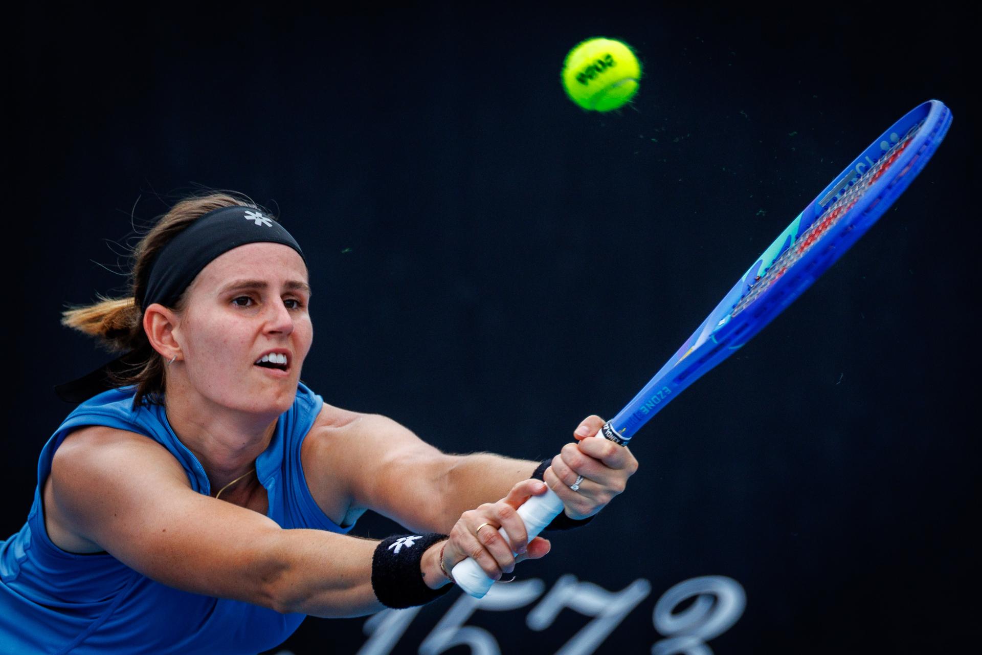 Belgium's Greet Minnen pictured in action during a third round qualifying match against Poland's Linda Klimovicova in the women singles at the Australian Open, Melbourne Park, Melbourne on Thursday 15 January 2026.  BELGA PHOTO PATRICK HAMILTON  --- BENELUX ONLY   ---