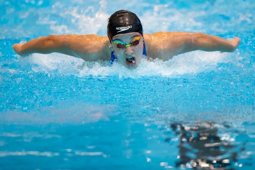 Belgian Sarah Dumont pictured in action during the women's 200m butterfly at the Belgian Swimming Championships, Sunday 21 April 2024 in Antwerp. BELGA PHOTO KRISTOF VAN ACCOM
