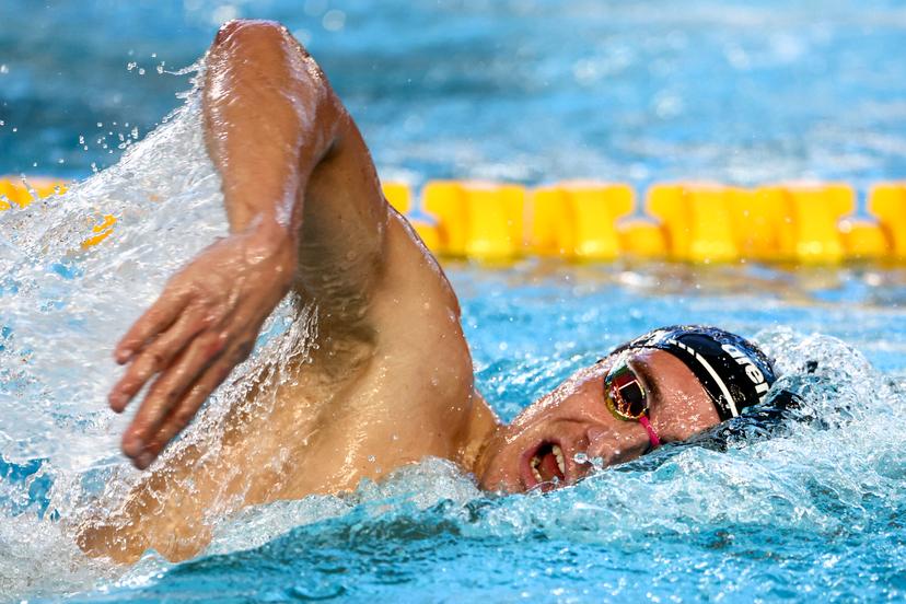 Belgian Lucas Henveaux pictured in action during the men's 800m freestyle at the European Aquatics Short Course Swimming Championships in Lublin, Poland, on Friday 05 December 2025. BELGA PHOTO NIKOLA KRSTIC