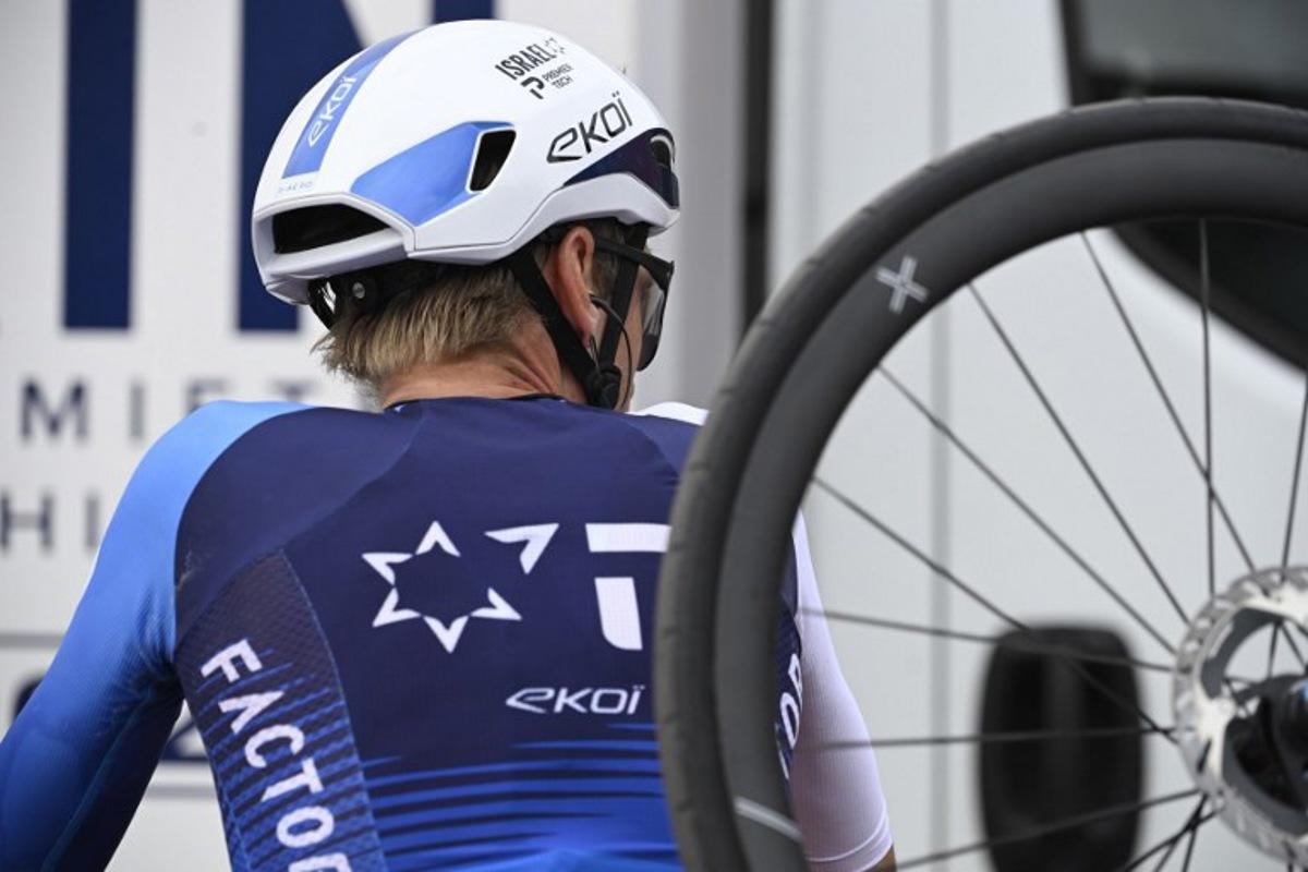 Team Israel Premier Tech 's Czech rider Jan Hirt is pictured after the 14th stage of the Vuelta a Espana cycling tour, a 135 km race between Aviles and La Farrapona in Somiedo, on September 6, 2025.   Cycling team Israel-Premier Tech removed their name from their kit at the Vuelta a Espana today after pro-Palestine protests aimed at them during the race. Miguel RIOPA / AFP