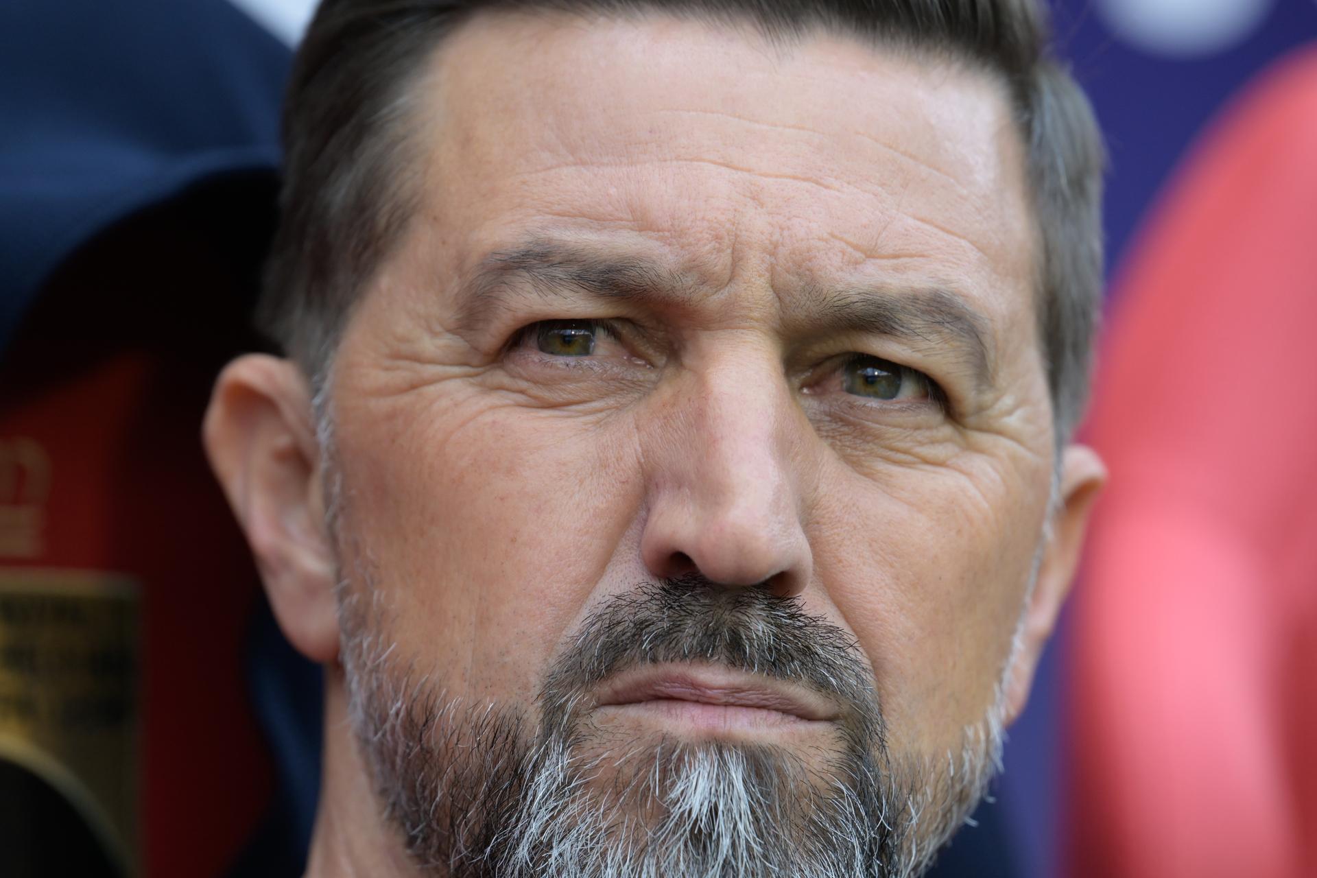 Anderlecht's head coach Besnik Hasi pictured before a soccer game between Club Brugge and RSC Anderlecht in Brussels, Sunday 04 May 2025, the final of the 'Croky Cup' Belgian soccer cup. BELGA PHOTO JOHN THYS