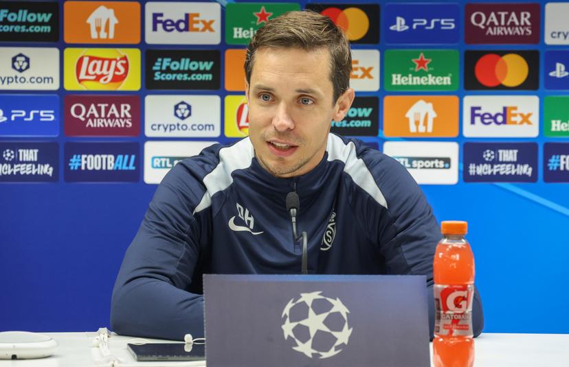 Union's head coach David Hubert pictured during a press conference of Belgian soccer team Royale Union Saint-Gilloise in Brussels, on Tuesday 27 January 2026. The team is preparing for tomorrow's match against Italian Atalanta Bergamo, on day eight of the League phase of the UEFA Champions League tournament. BELGA PHOTO VIRGINIE LEFOUR