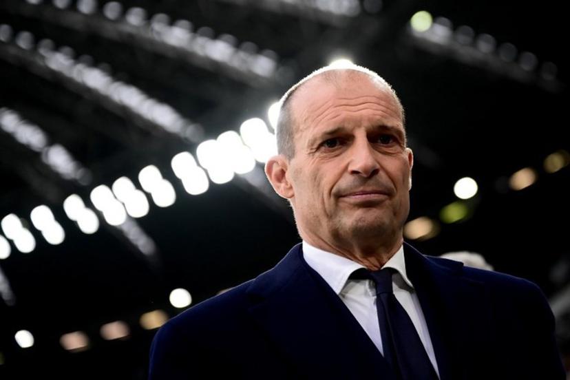 Juventus' Italian coach Massimiliano Allegri looks on during the Italian Serie A football match between Juventus and AC Milan at The Allianz Stadium in Turin on April 27, 2024.  MARCO BERTORELLO / AFP