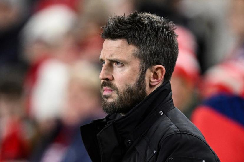 Middlesbrough's English manager Michael Carrick reacts during the English League Cup first-leg semi-final football match between Middlesbrough and Chelsea at the Riverside Stadium in Middlesbrough, northeast England on January 9, 2024.  Oli SCARFF / AFP