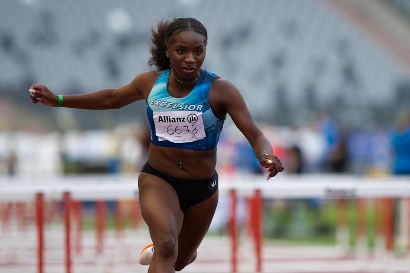 Yanla Ndjip-Nyemeck pictured in action during the Belgian athletics championships, Sunday 03 August 2025 in Brussels. The Belgian championships take place from 2-3 August, 2025. BELGA PHOTO KRISTOF VAN ACCOM