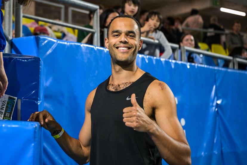 Belgian Michael Obasuyi pictured after the men's 60m hurdles, at the IFAM Indoor, IAAF World Indoor Tour Athletics Meeting, Saturday 31 January 2026 in Gent. BELGA PHOTO DAVID PINTENS