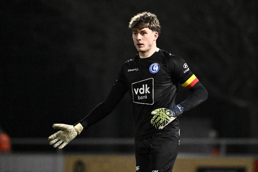 Jong Gent's Celestin De Schrevel pictured in action during a match between Jong KAA Gent (Gent U23) and Jong Cercle (Cercle Brugge U23), in Gent, Saturday 15 February 2025. BELGA PHOTO MAARTEN STRAETEMANS