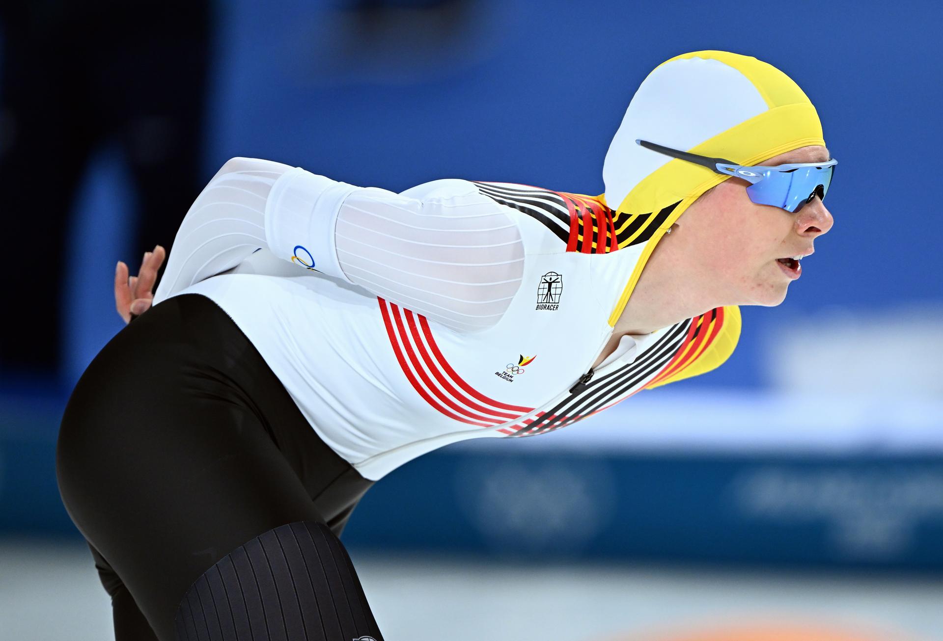 Belgian speed skater Sandrine Tas pictured in action during the Women's 5000m speed skating race at the Milano Cortina 2026 Olympic Winter Games, on Thursday 12 February 2026 in Milan, Italy. The XXV Winter Olympics take place from 6 to 22 February 2026 in Italy. BELGA PHOTO JASPER JACOBS