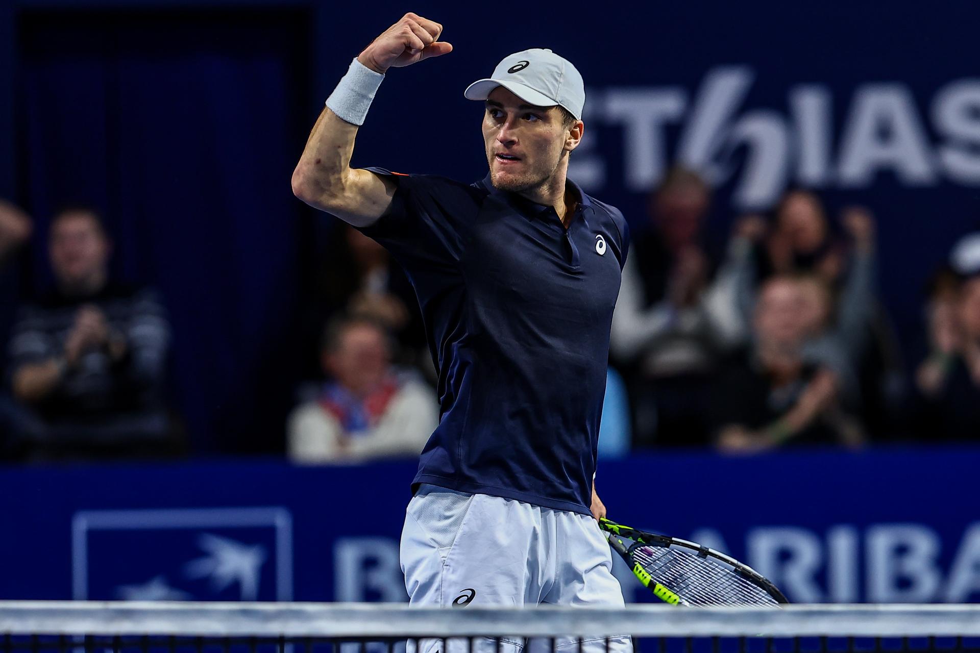 Belgian Raphael Collignon pictured during the European Open ATP tennis tournament in Brussels, on Wednesday 15 October 2025. This year's edition of the tournament is taking place from 12 to 19 October 2025. BELGA PHOTO DAVID PINTENS