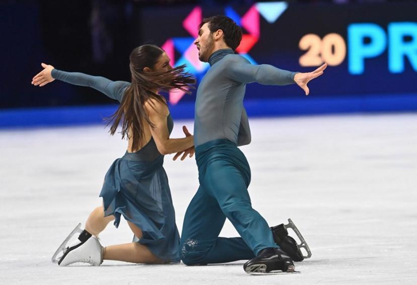France's Laurence Fournier Beaudry and Guillaume Cizeron perform during the Ice Dance Free Dance program of the 2026 ISU Figure Skating World Championships in Prague, Czech Republic on March 28, 2026.  Michal Cizek / AFP