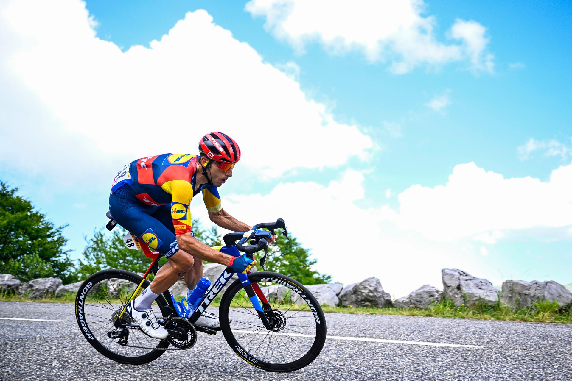 Spanish Carlos Verona of Lidl-Trek pictured in action during stage 15 of the 2024 Tour de France cycling race, from Loudenvielle to Plateau de Beille, France (107,7 km), on Sunday 14 July 2024. The 111th edition of the Tour de France starts on Saturday 29 June and will finish in Nice, France on 21 July. BELGA PHOTO JASPER JACOBS