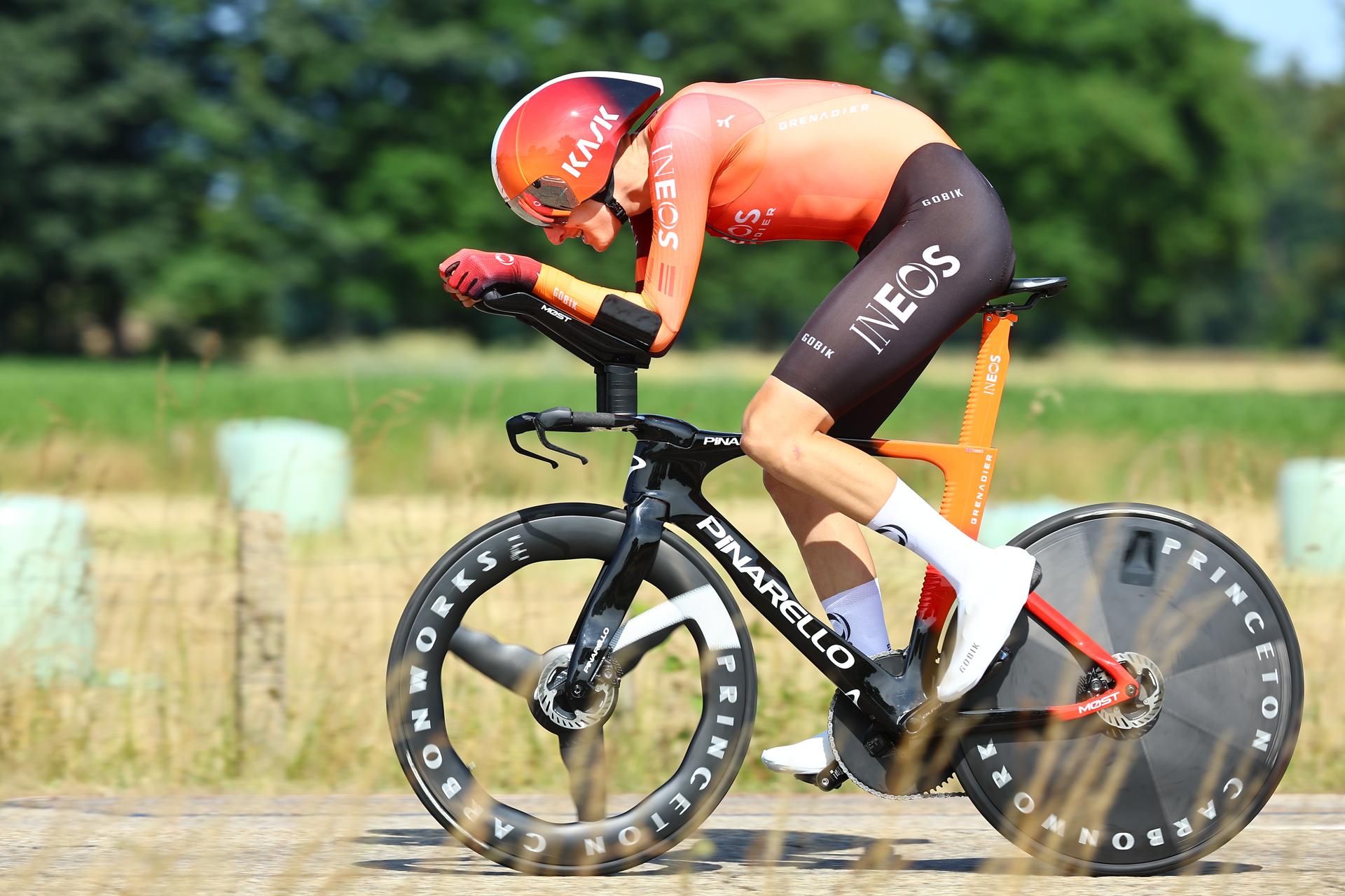 British Ben Turner of Ineos Grenadiers pictured in action during the third stage of the Baloise Belgium Tour cycling race, a 9,7km individual time trial from Tessenderlo to Ham, Friday 20 June 2025. The Baloise Belgium Tour takes place from 18 to 22 June. BELGA PHOTO DAVID PINTENS