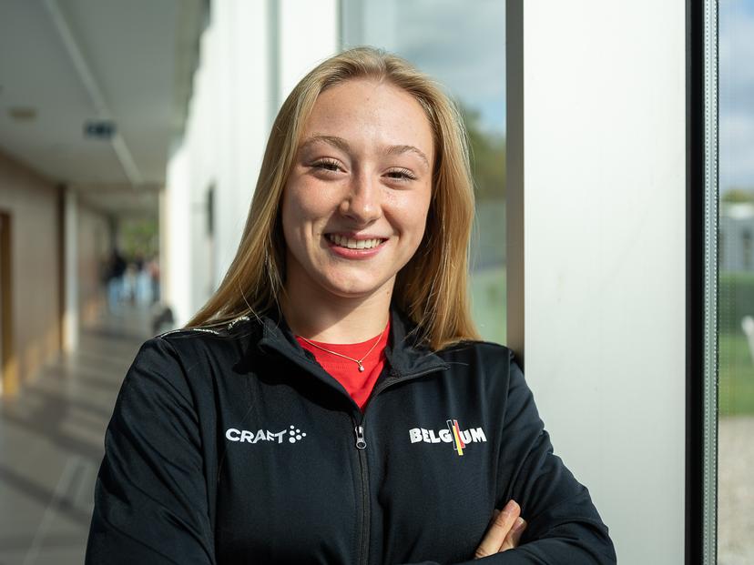 Belgian Lisa Vaelen pictured during a press conference to announce the Belgian men's and women's teams that will participate in the Artistic Gymnastics World Championships in Jakarta (19-25/10), on Thursday 09 October 2025, in Gent. BELGA PHOTO JAMES ARTHUR GEKIERE