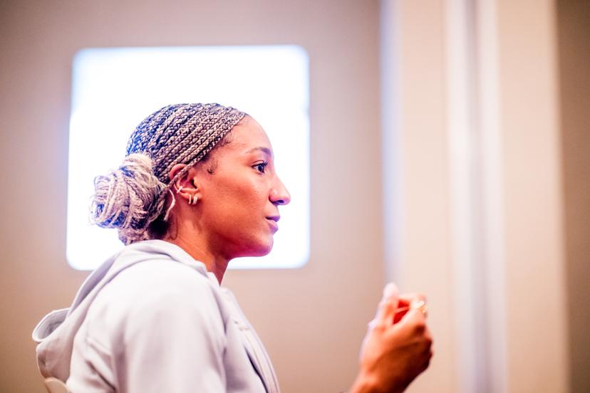 Belgian Nafissatou Nafi Thiam pictured during a press conference at the World Athletics Championships in Tokyo, Japan, on Tuesday 16 September 2025. The outdoor Worlds are taking place from 13 to 21 September. BELGA PHOTO JASPER JACOBS