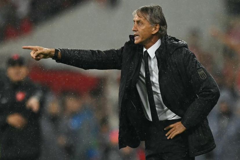 Italy's head coach Roberto Mancini gestures during the UEFA Nations League football match (League A, Group A1) between Turkey and Italy at the Ataturk Sports Complex Matlı Stadium in Bursa on September 28, 2026.  OZAN KOSE / AFP