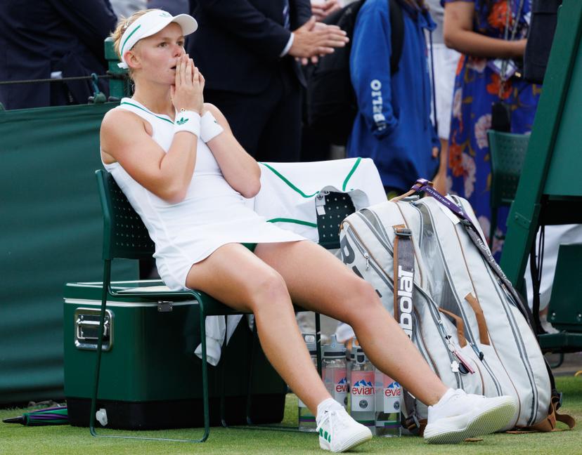 Belgian Jeline Vandromme looks dejected after a tennis match against Spanish Torner-Sensano, in the first round of the girls' singles at the 2025 Wimbledon grand slam tournament, Saturday 05 July 2025 at the All England Tennis Club, in South-West London, Britain. BELGA PHOTO BENOIT DOPPAGNE