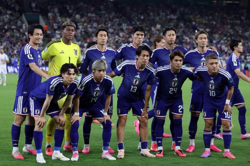 Japanese players pose for a team photo before the start of the 2026 World Cup Group F football match between Tunisia and Japan at the Monterrey Stadium in Guadalupe, Mexico, on June 20, 2026.  Julio Cesar AGUILAR / AFP