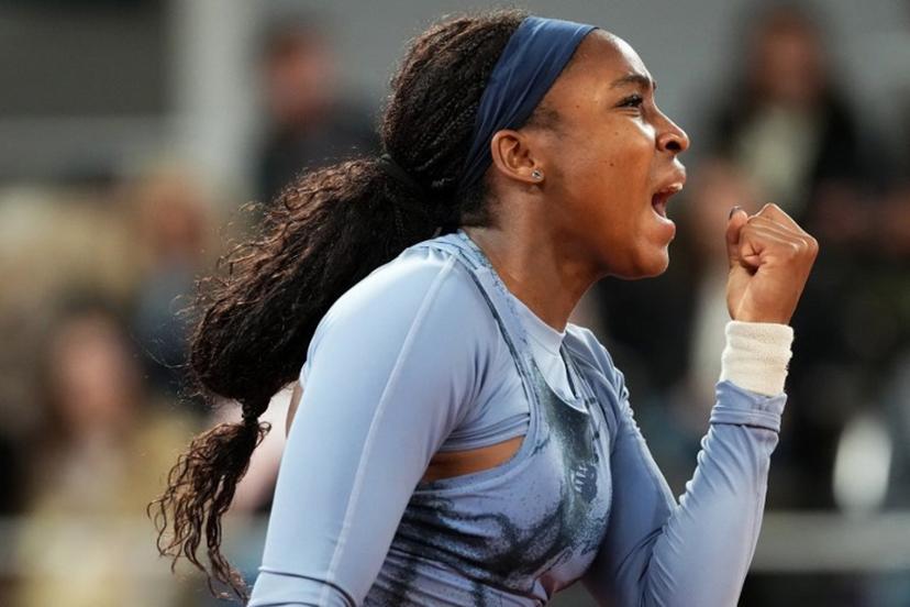 US Coco Gauff reacts after a point during her women's singles quarter-final match against US Madison Keys on day 11 of the French Open tennis tournament on Court Philippe-Chatrier at the Roland-Garros Complex in Paris on June 4, 2025.  Dimitar DILKOFF / AFP