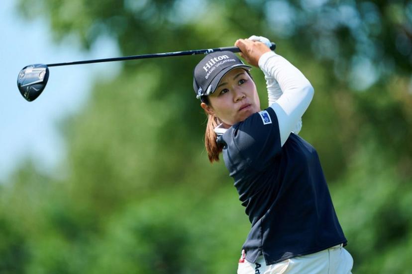 Japan's Nasa Hataoka plays a shot during the Shanghai LPGA golf tournament in Shanghai on October 9, 2025.  STR / AFP