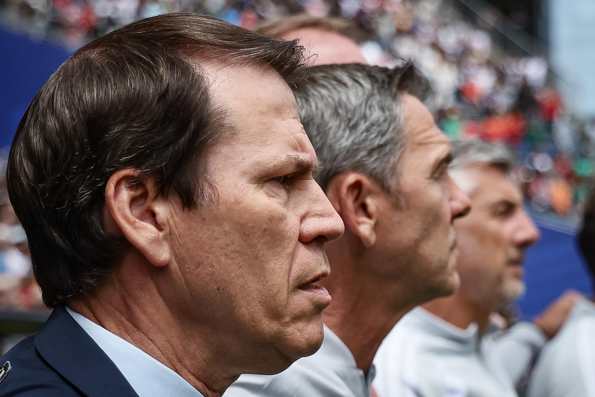Belgium's head coach Rudi Garcia pictured at the start of a soccer game between Belgian national team Red Devils and Senegal, on Wednesday 01 July 2026, at the Seattle Field, in Seattle, a 1/16 finals game in the FIFA World Cup 2026. BELGA PHOTO BRUNO FAHY