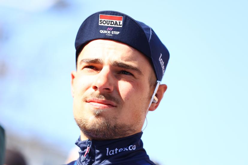 Slovenian Martin Svrcek of Soudal Quick-Step pictured at the start of the Grand Prix du Samyn, one day cycling race, 209 km, from Quaregnon to Dour, first (out of 10) race of the Lotto Cycling Cup, Tuesday 28 February 2023, in Quaregnon. BELGA PHOTO DAVID PINTENS