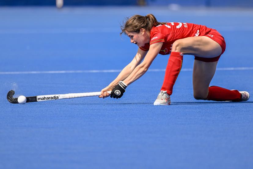 Belgium's Helene Brasseur pictured in action during a game between China and Belgium's Red Panthers, match 3 (out of 12) in the group stage of the 2023 Women's FIH Pro League, Saturday 03 June 2023 in London, United Kingdom. BELGA PHOTO LAURIE DIEFFEMBACQ