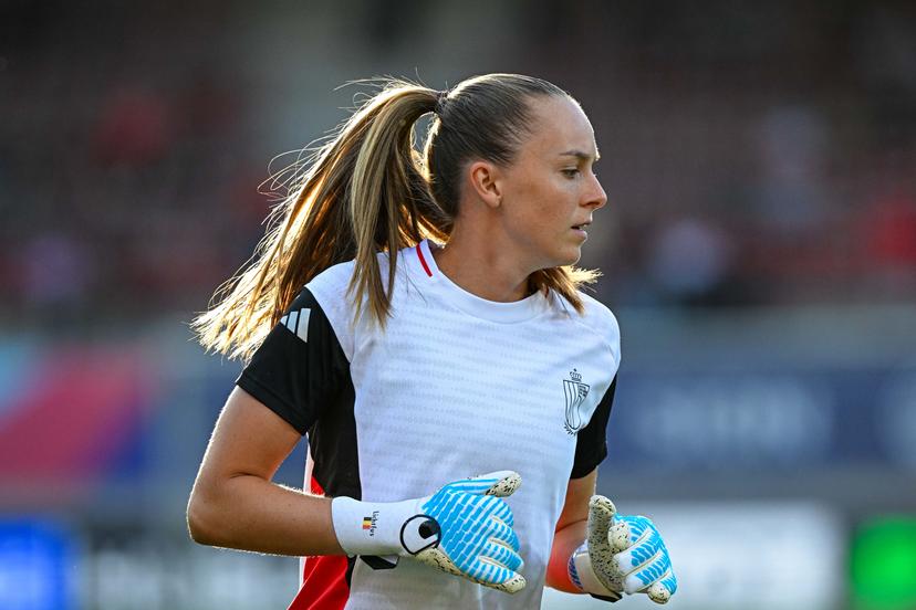 Lisa LICHTFUS of Belgium warming up prior to the women's UEFA Euro 2025 match between Portugal and Belgium at Stade de Tourbillon on July 11, 2025 in Sion, Switzerland. (Photo by Baptiste Fernandez/Icon Sport) BENELUX ONLY