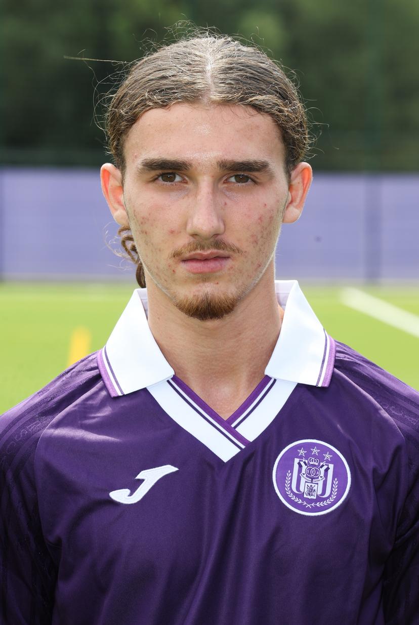 RSCA Futures' Amine Mahroug poses for a portrait picture at the 2025-2026 season photoshoot of Belgian Challenger Pro League team RSCA Futures, Tuesday 22 July 2025 in Brussels. BELGA PHOTO VIRGINIE LEFOUR