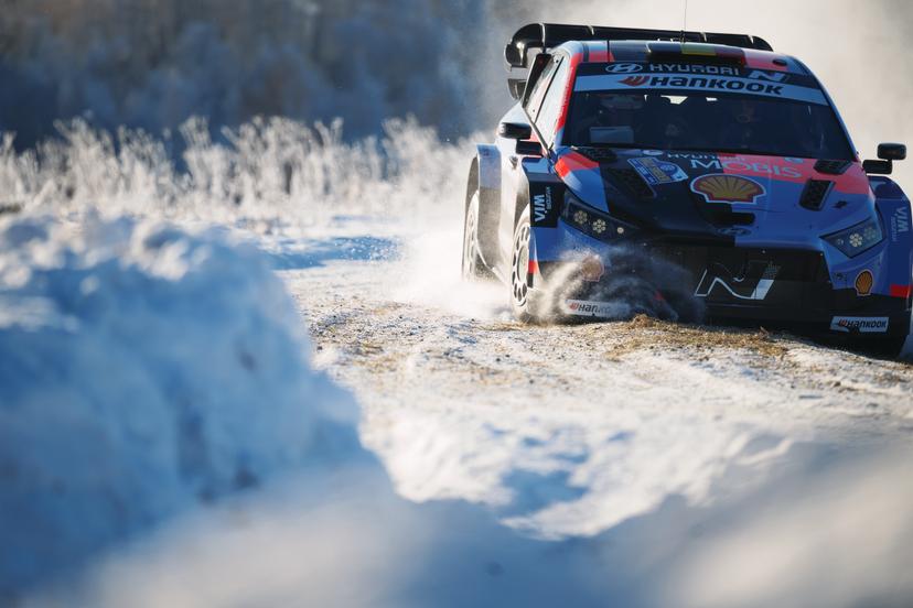 ATTENTION EDITORS - HAND OUT PICTURES - EDITORIAL USE ONLY - MANDATORY CREDIT: 'HYUNDAI MOTORSPORT'  Hand out picture released by Eric Dupain shows Thiery Neuville and Martijn Wydaeghe at the WRC Rally Sweden 2026, on Thursday 12 February 2026 in Umea, Sweden.  *** Belga and Belga Editorial Board decline all responsibility regarding the content of this picture. *** PHOTO HAND OUT - HYUNDAI MOTORSPORT