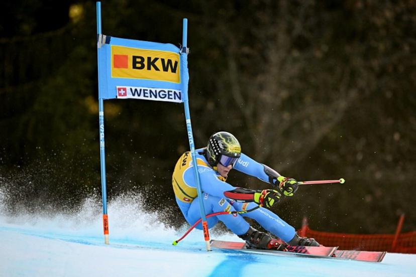 Italy's Giovanni Franzoni competes in the FIS alpine skiing Men's World Cup Super G event in Wengen, Swiss Alps, on January 16, 2026.  Fabrice COFFRINI / AFP