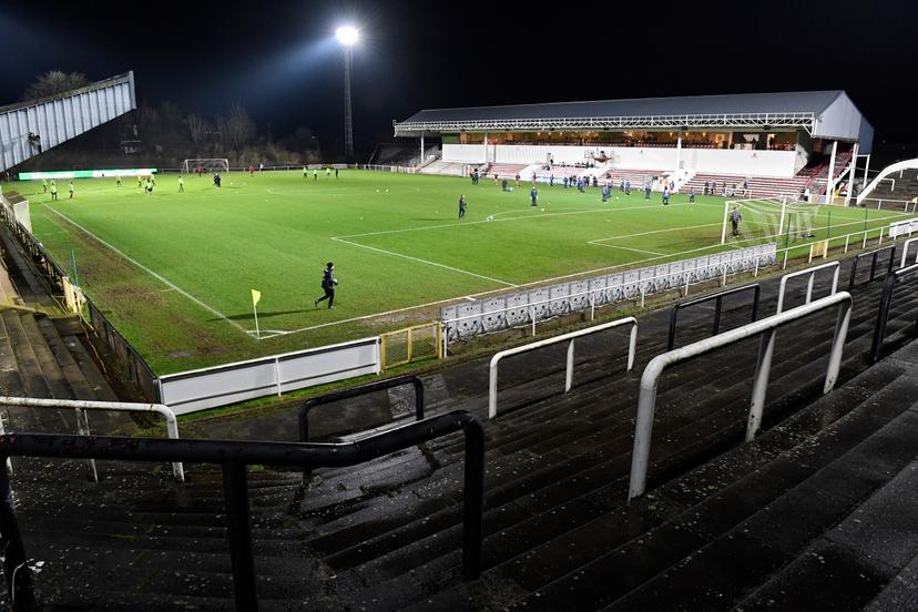 Illustration picture shows the Neuville Stadium before a a soccer game between Olympic Charleroi (first amateur division) and SV Zulte Waregem (1A first division), Wednesday 03 February 2021 in Charleroi, in the 1/16 finals of the 'Croky Cup' Belgian cup. BELGA PHOTO JOHN THYS