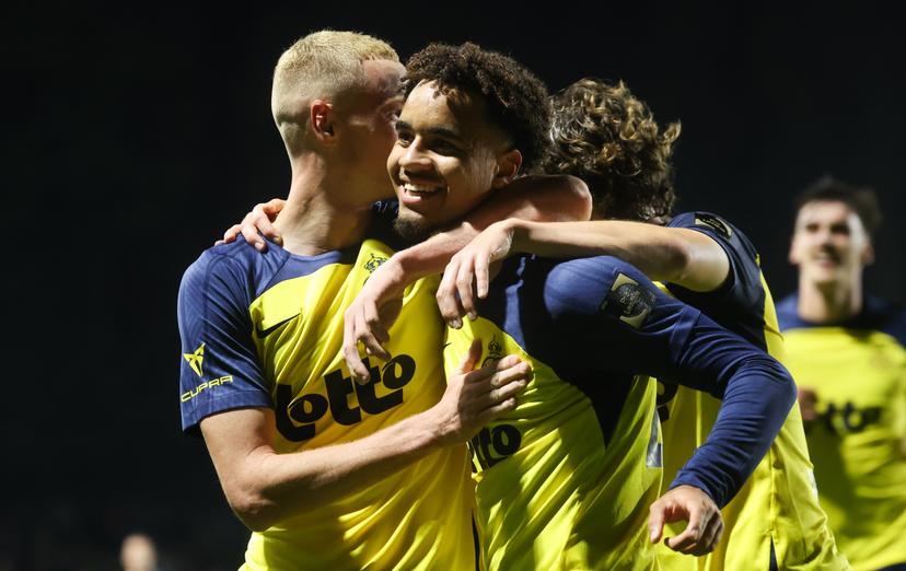 Union's Marc Giger celebrates after scoring during a soccer match between Royale Union Saint-Gilloise and RSC Anderlecht, Saturday 27 September 2025 in Brussels, on day 8 of the 2025-2026 'Jupiler Pro League' first division of the Belgian championship. BELGA PHOTO VIRGINIE LEFOUR
