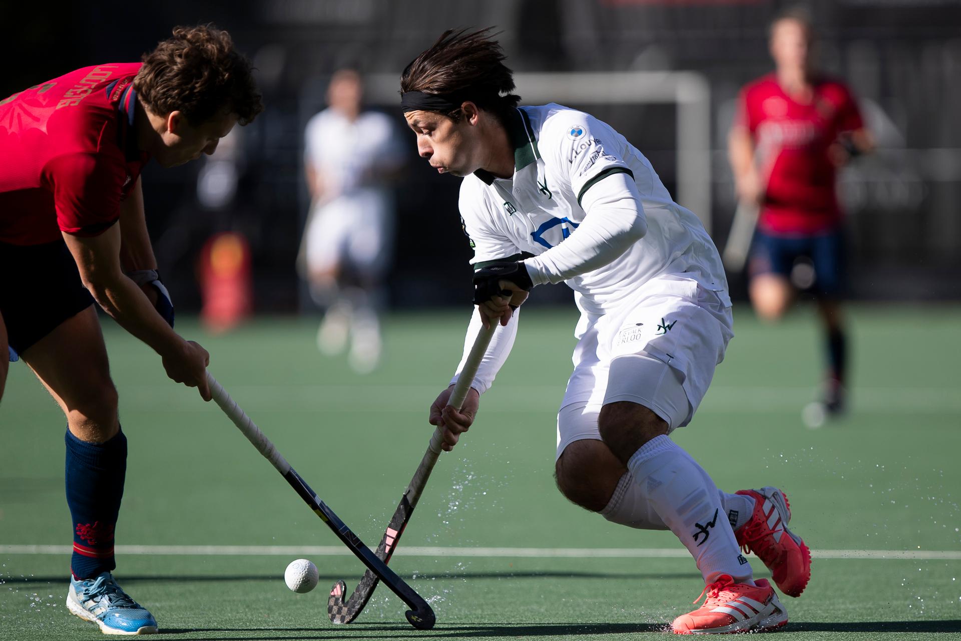 WatDuck's William Ghislain pictured during a hockey game between KHC Dragons and Waterloo Ducks, on Sunday 11 October 2026 in Brasschaat, on day 6 of the Belgian first division hockey championship.  BELGA PHOTO KRISTOF VAN ACCOM
