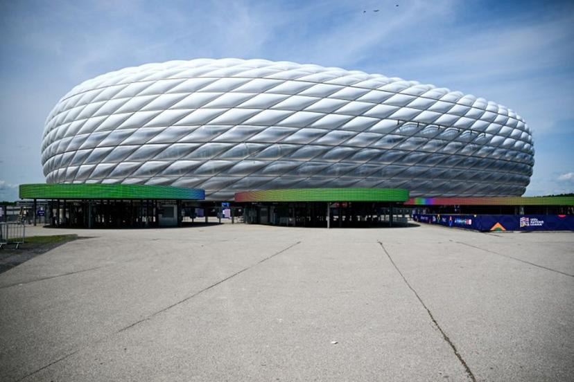 This general overview shows the Allianz Arena Stadium in Munich, southern Germany, on June 3, 2025, on the eve the UEFA Nations League semi-final football match between Germany and Portugal.  Tobias Schwarz / AFP