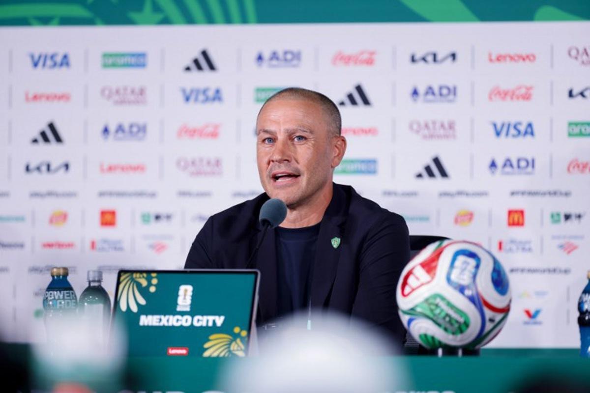 Uzbekistan's Italian head coach Fabio Cannavaro gives an MD-1 press conference at the Mexico City Stadium in Mexico City on June 16, 2026, on the eve of the 2026 World Cup Group K football match between Uzbekistan and Colombia.  Rodrigo Oropeza / AFP