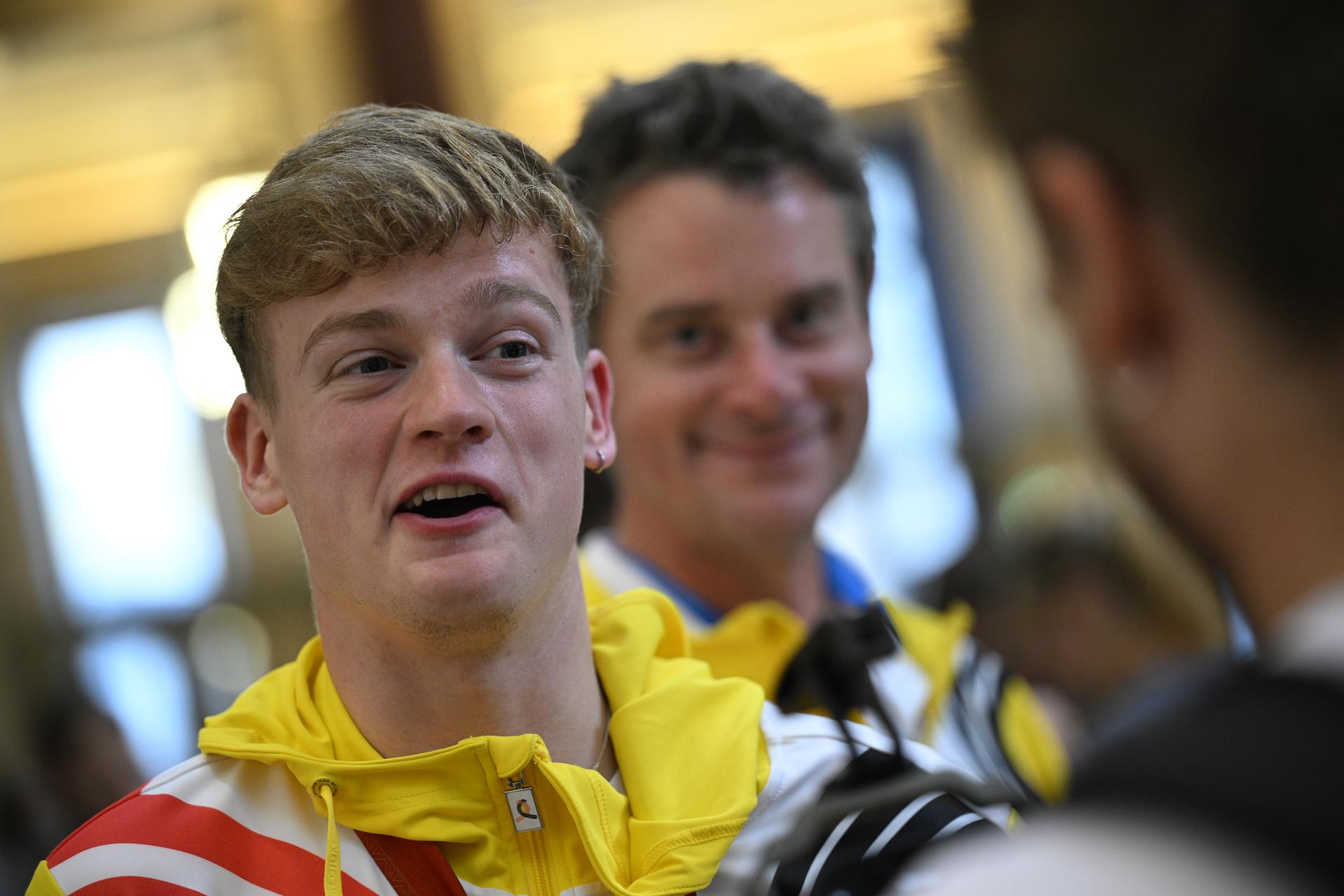 Belgian Paralympian athlete Laurens Devos pictured during a ceremony to honor the athletes that competed at the 2024 Summer Paralympic Games, on Monday 09 September 2024 at the Bourse - Beurs in the city center of Brussels. Belgium took home 14 medals, among which 7 gold, at the 17th Paralympics, which took place from 28 August to 8 September 2024 in Paris, France. BELGA PHOTO JASPER JACOBS