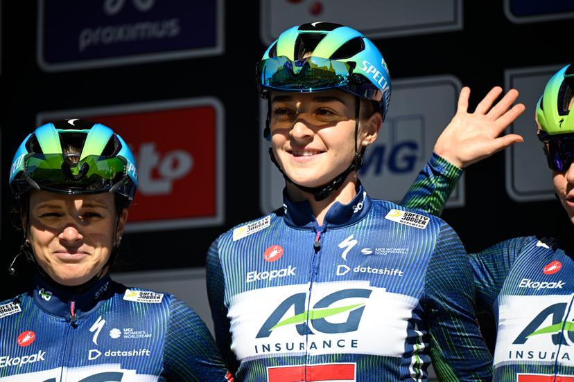 Belgian Marith Vanhove of AG Insurance Soudal pictured at the start of the women's race of the 'Scheldeprijs' one day cycling event, 130,3km from and to Schoten on Wednesday 08 April 2026. BELGA PHOTO TOM GOYVAERTS