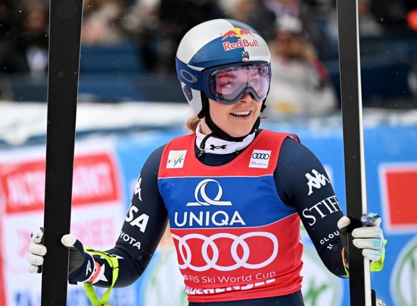 US' Lindsey Vonn is pictured during the Women's Downhill event of the FIS Alpine Ski World Cup in Altenmarkt Zauchensee, Austria, on January 10, 2026.  BARBARA GINDL / APA / AFP