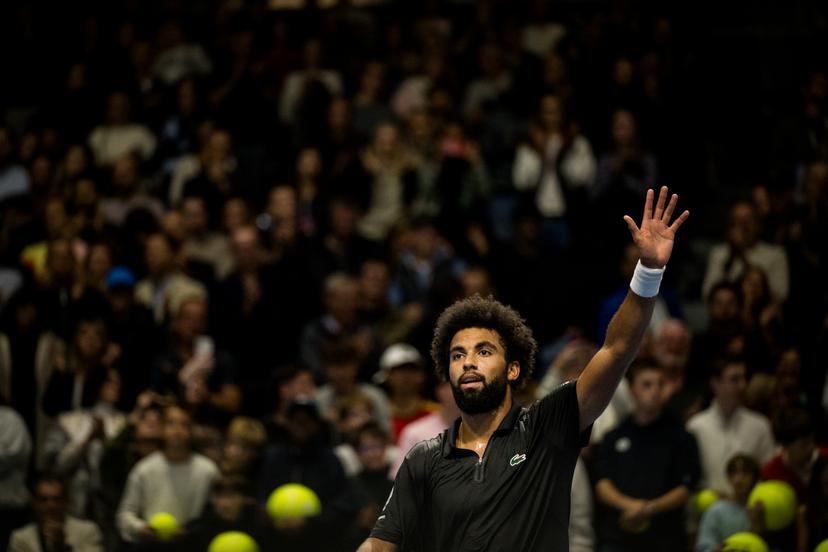 Arthur Fils of France celebrates during the European Open ATP tennis tournament in Brussels, on Friday 23 October 2026. This year's edition of the tournament is taking place from 17 to 25 October BELGA PHOTO JASPER JACOBS
