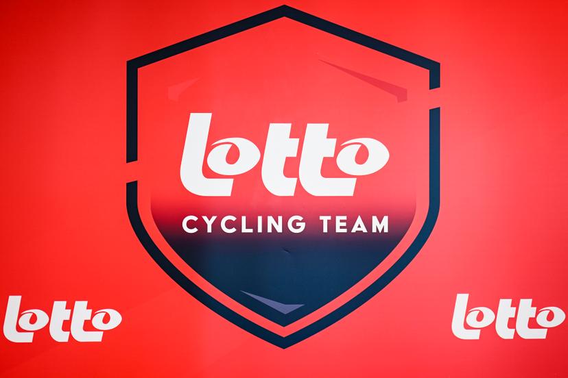 The Lotto Cycling Team logo pictured at the Lotto Cycling Team media day, in Temse, Friday 03 January 2025. BELGA PHOTO GOYVAERTS